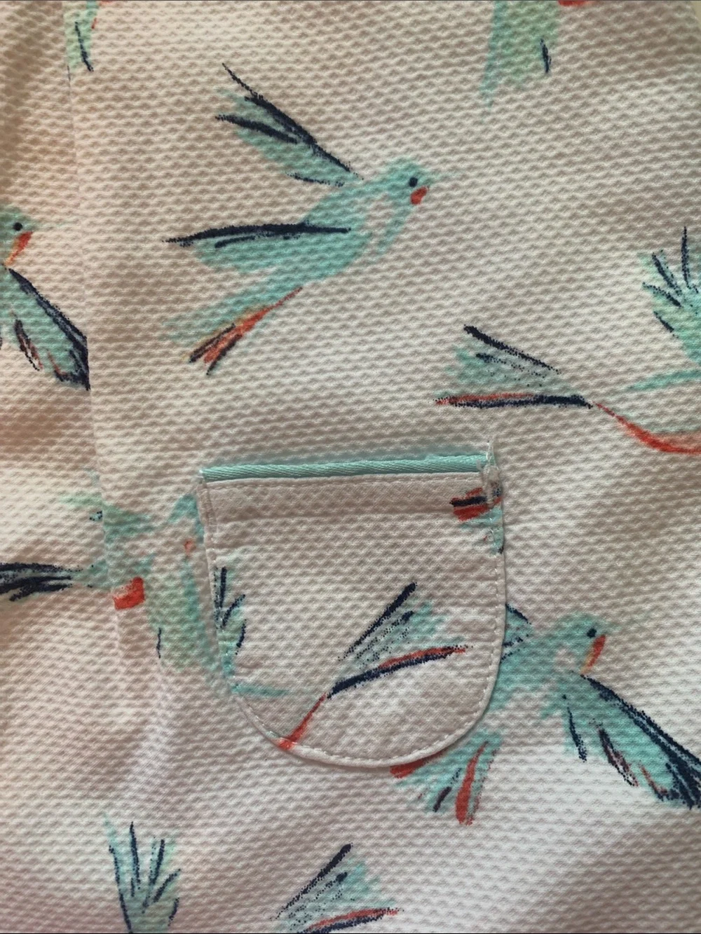 Janie and Jack White Sleeveless Dress with Mint and Coral Bird Print Size 3-6 mo
